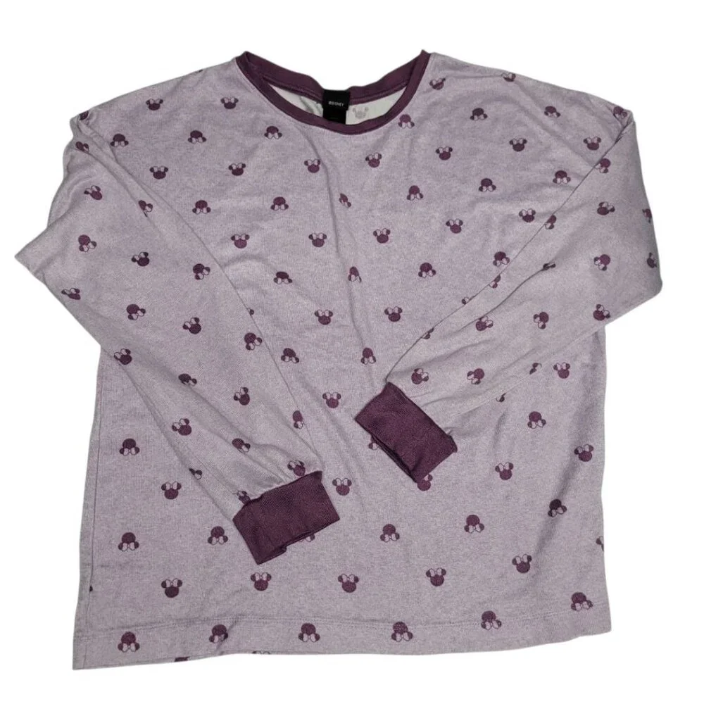 Disney Minnie Mouse Pajamas‎ Womens Medium Purple Soft Long Sleeve Drawstring - Picture 2 of 10